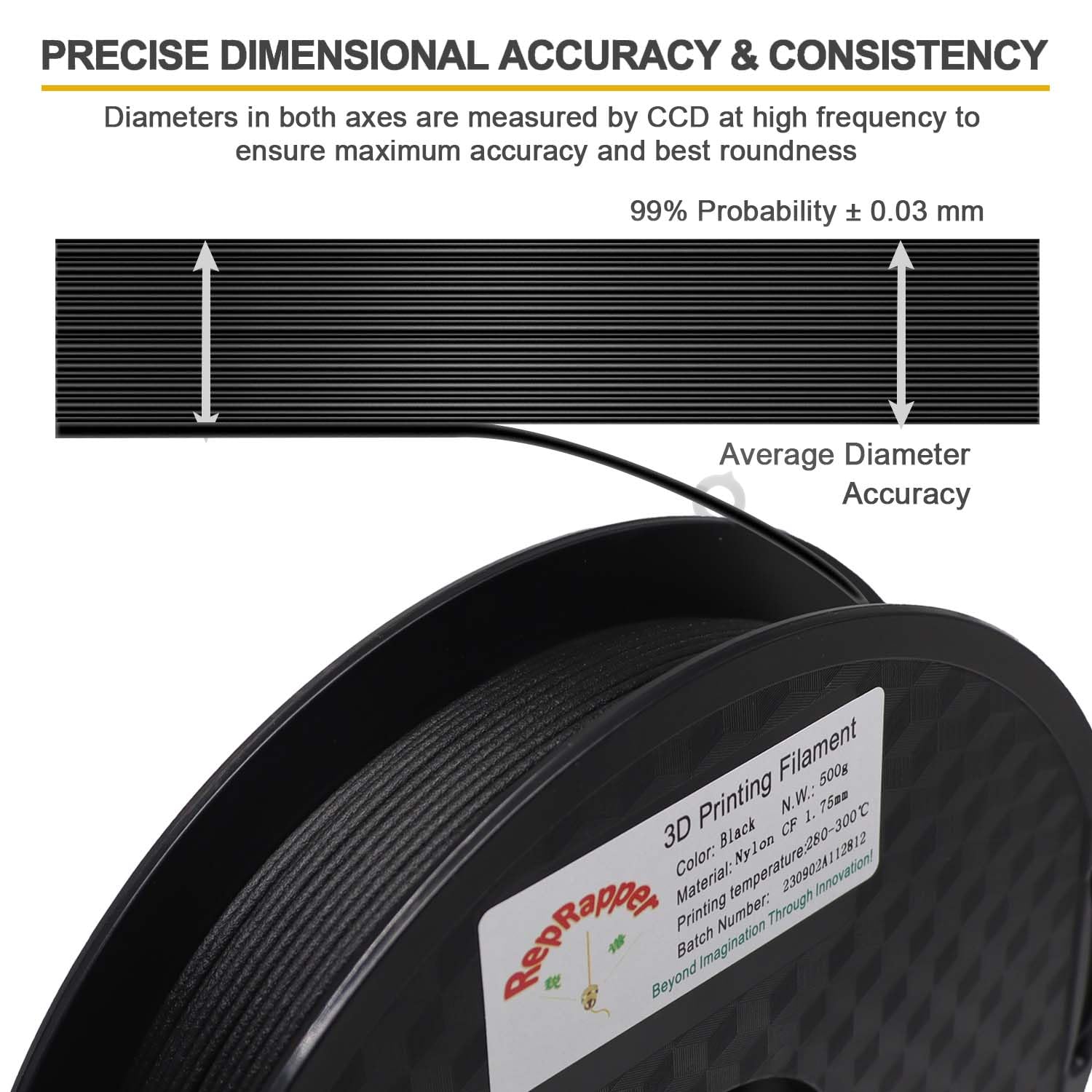 RepRapper Tech Nylon - PA6-CF 500G