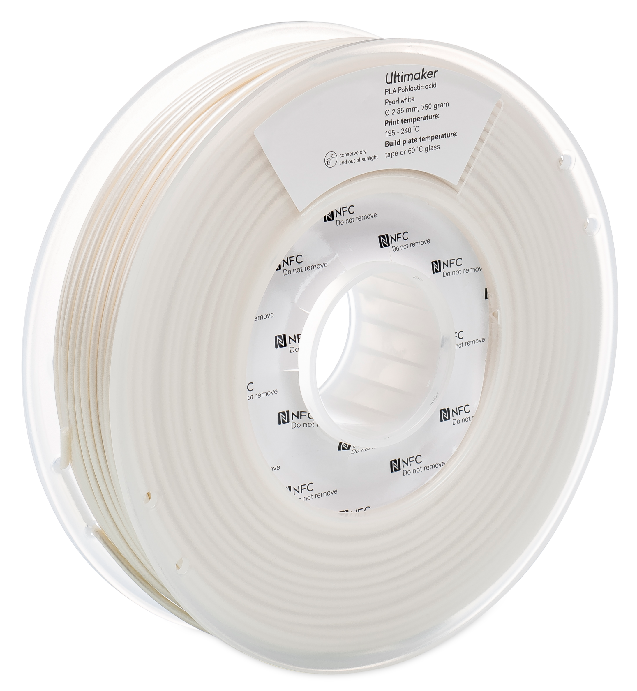 Spool of Ultimaker filament on a white background