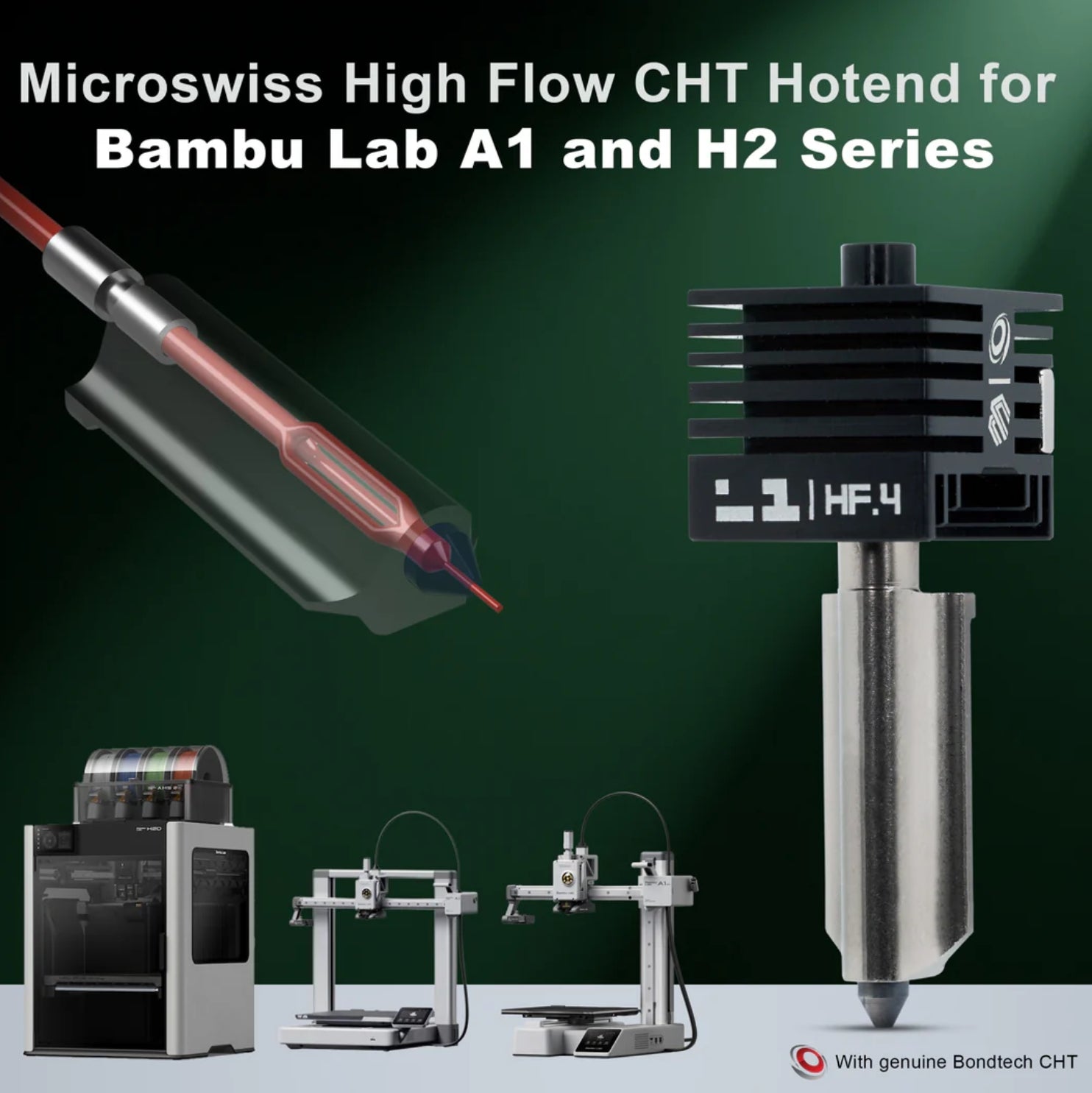 Microswiss CHT High Flow Hotend for Bambu Lab A1, A1 Mini, H2D, H2S