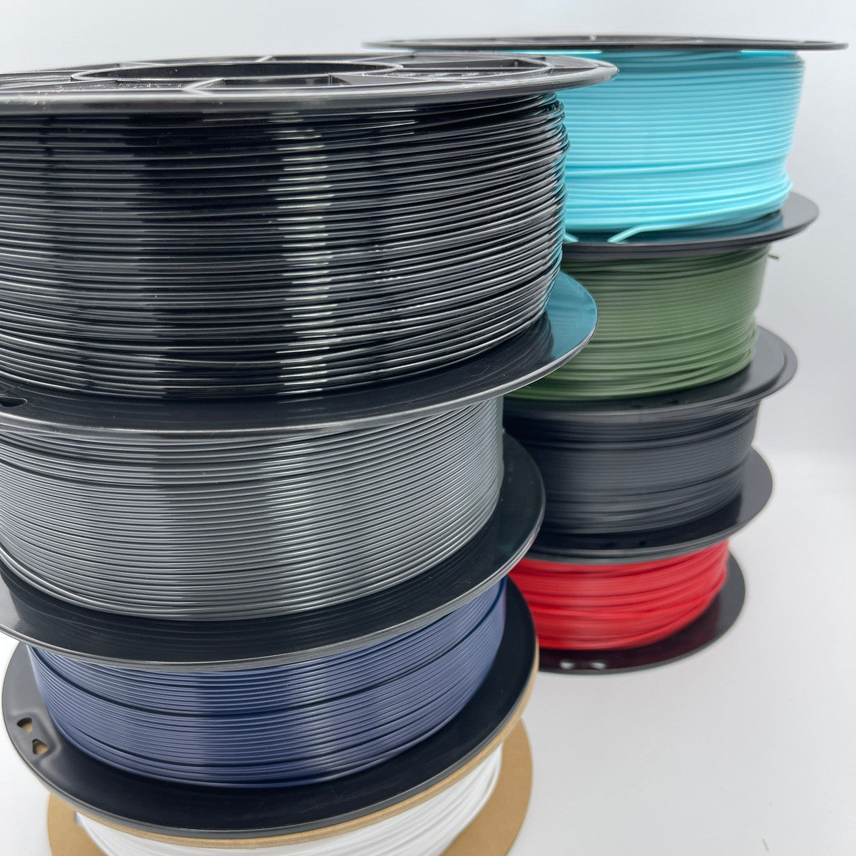 Matter3D Performance PETg colour assortment on plastic and cardboard spools