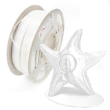 RepRapper Tech Silk White PLA 1kg spool with glossy white starfish print sample showing shiny silk finish