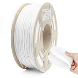 RepRapper Tech TPU 95A White filament spool with flexible printed sample being bent