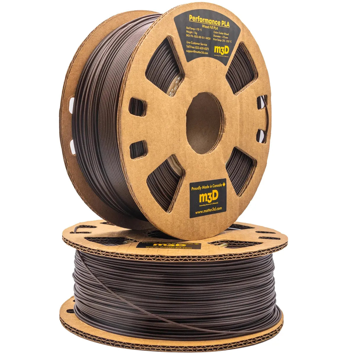 Matter3D Performance Wood PLA brown wood-fill filament spool