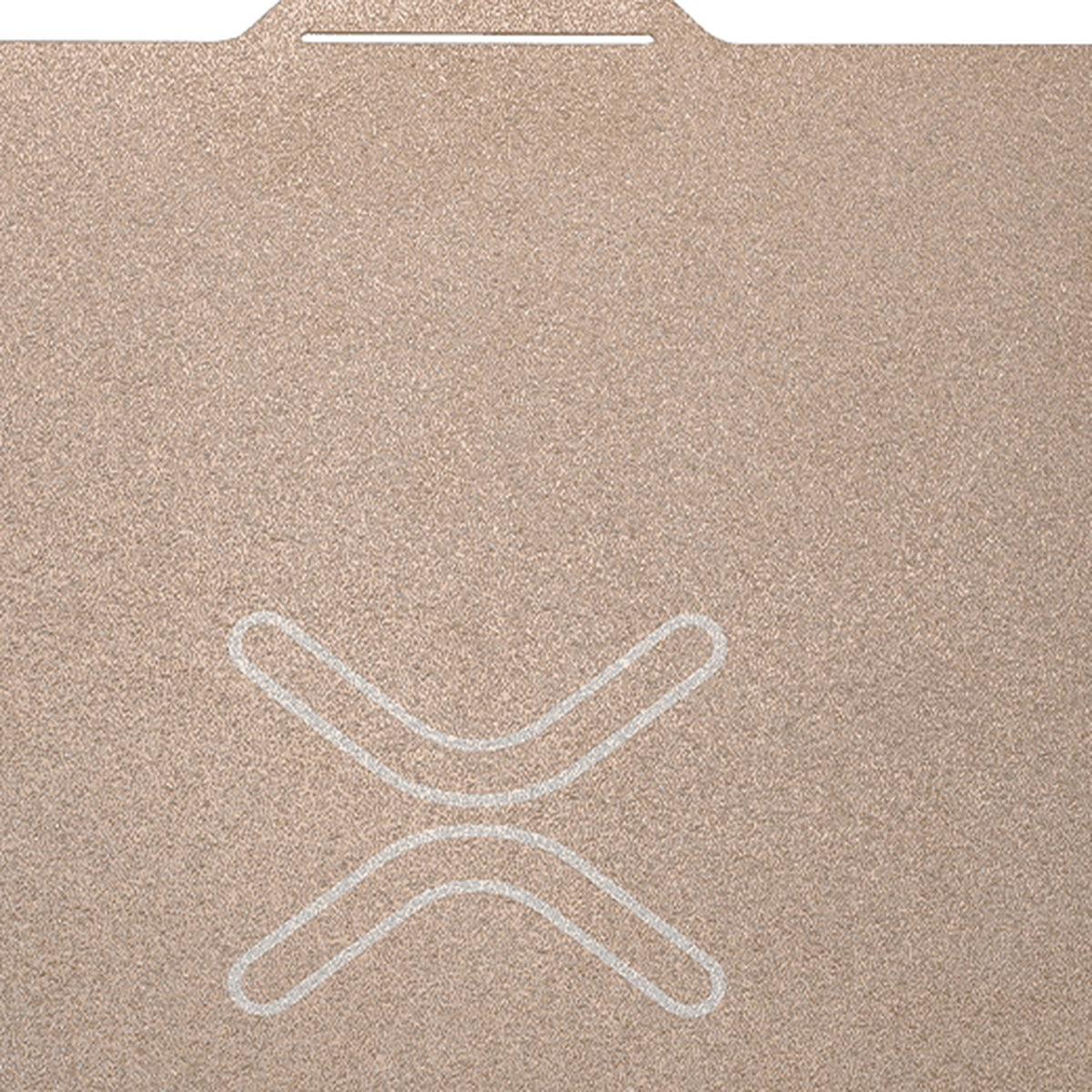 Close-up of SparkX i7 gold frosted dual-texture PEI surface