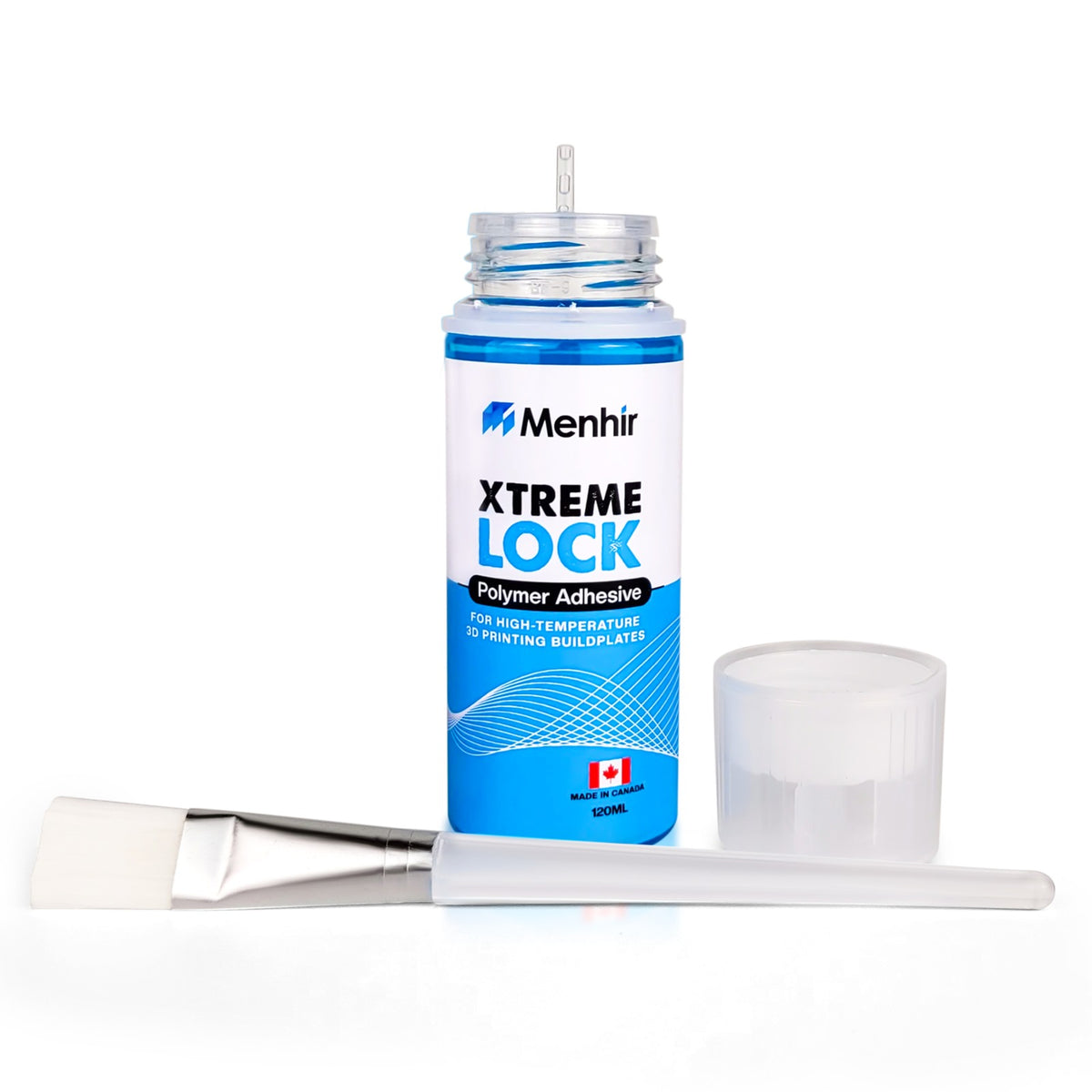 Xtreme Lock 120 ml open bottle, brush and cap