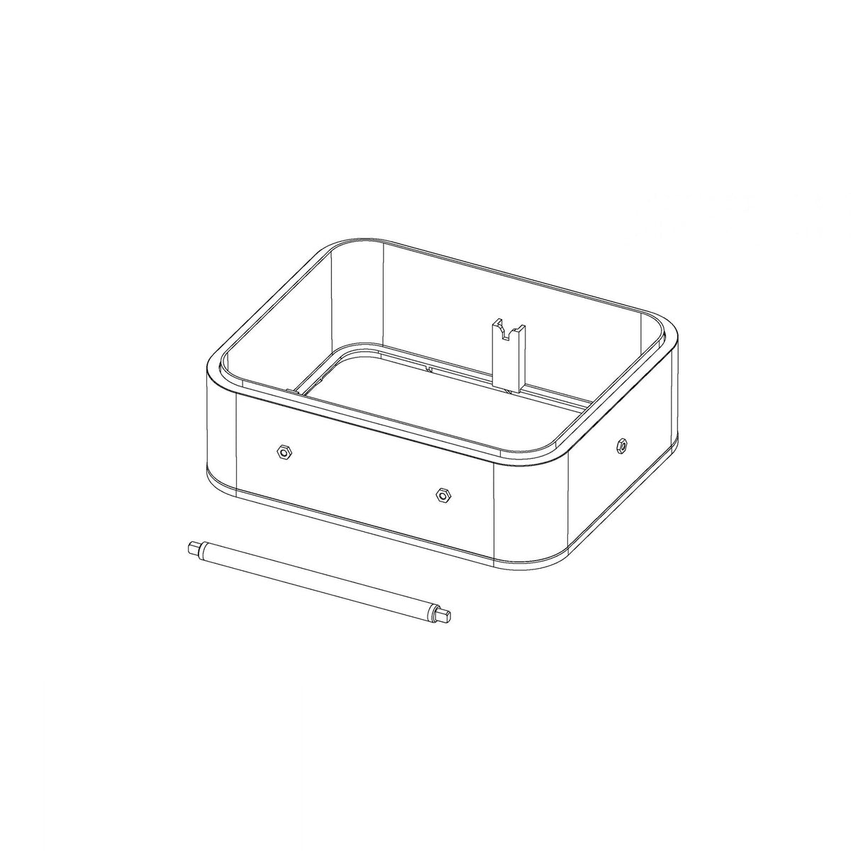 Large Spool Kit parts: tray and long metal shaft