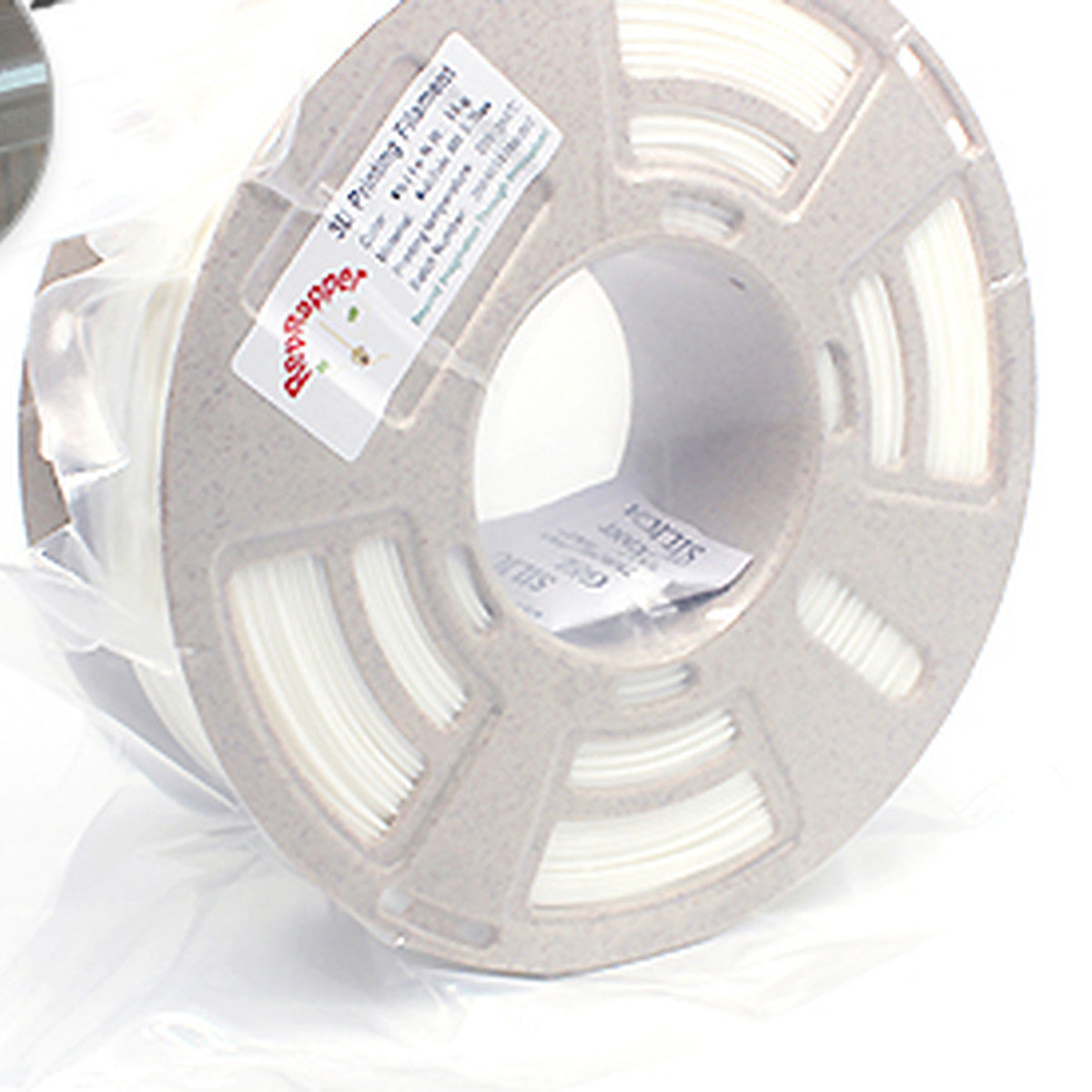 RepRapper White PETG 1.75mm 1kg filament spool vacuum-sealed in a clear bag with desiccant
