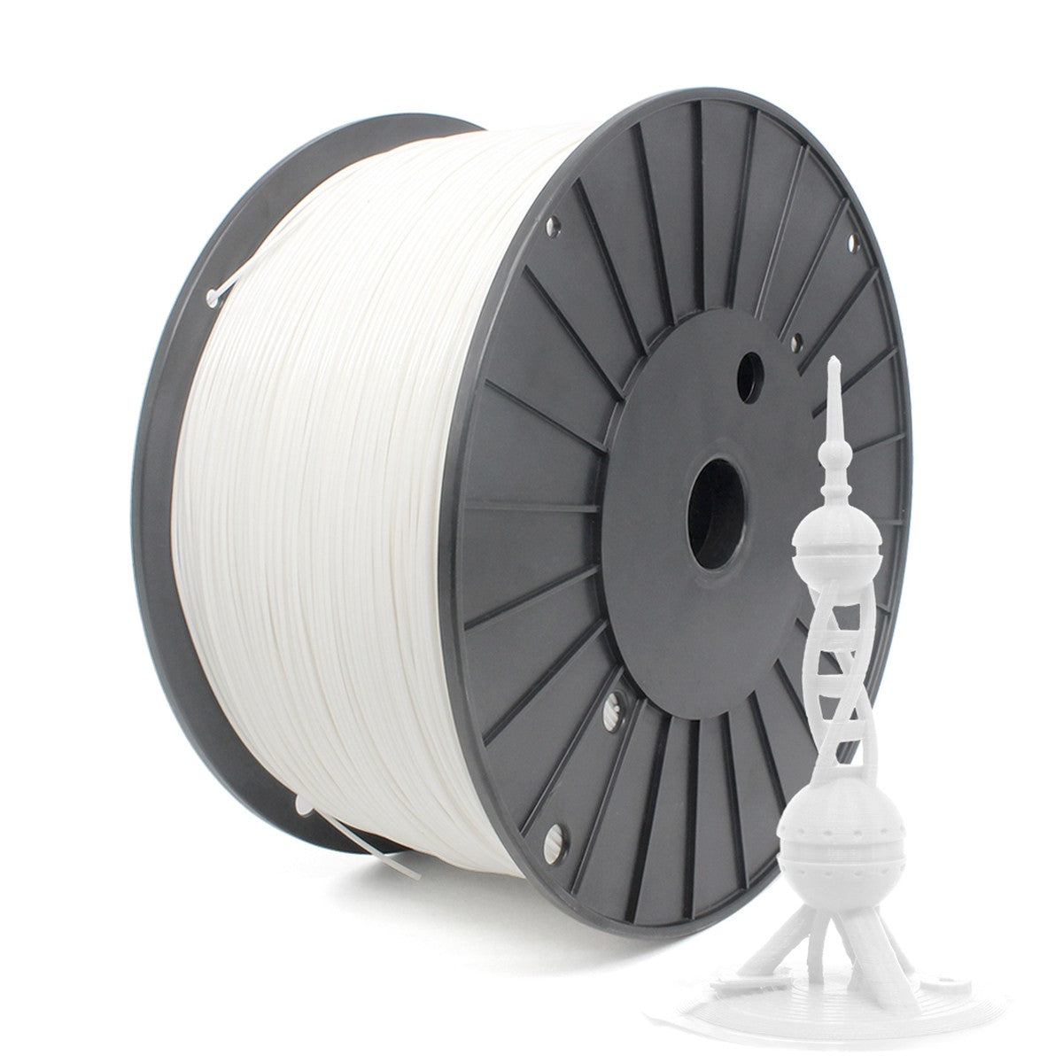 RepRapper Tech PLA Plus white spool with printed tower
