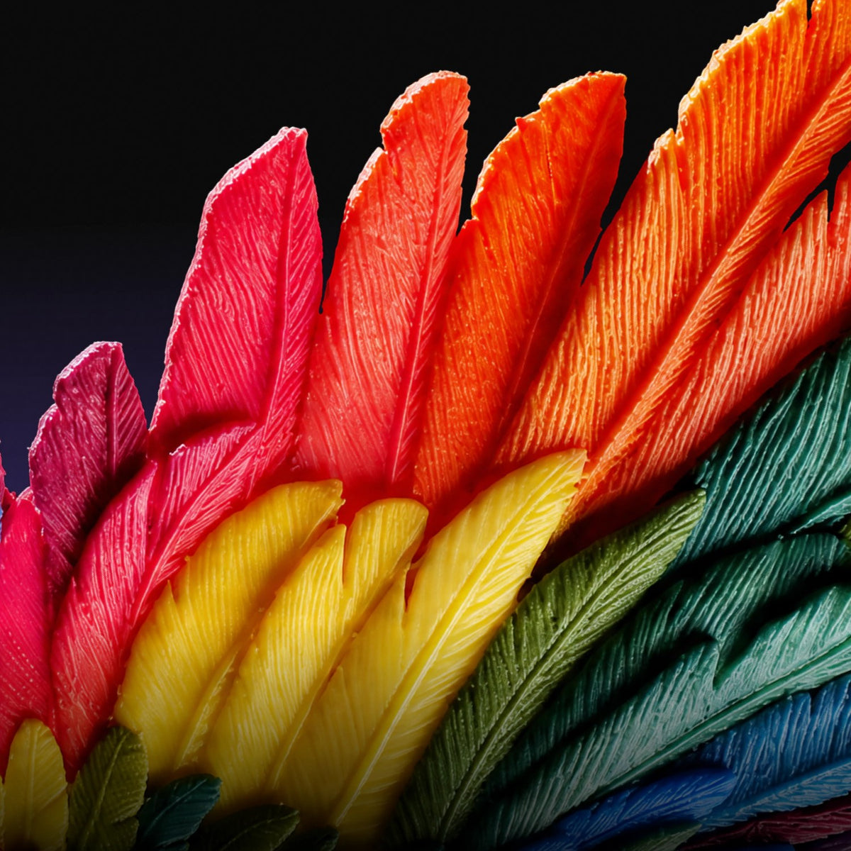 Full color feathers printed on the Creality K3 using CMYK filament blending