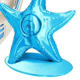 Close-up of RepRapper Tech Silk Blue PLA starfish print with glossy silk sheen and partial matching spool