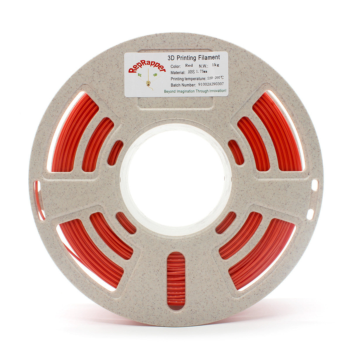RepRapper Tech ABS Red 1.75mm 1kg filament spool with ABS label