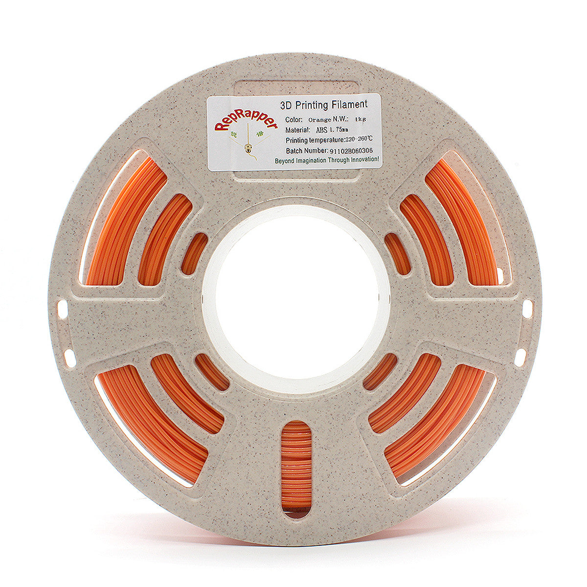 RepRapper Tech ABS Orange 1.75mm 1kg filament spool with ABS label