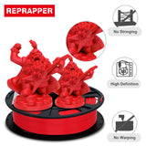 RepRapper Tech PLA Plus red spool with printed figures