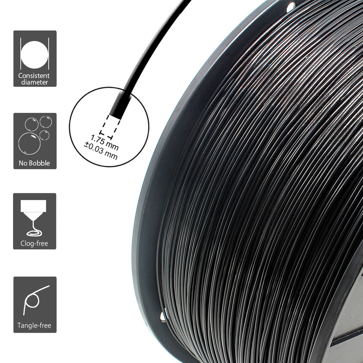 RepRapper Tech PLA Plus 1.75 mm about ±0.03 mm black