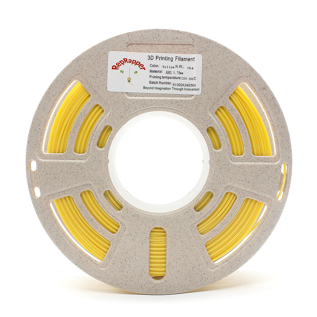 RepRapper Tech ABS Yellow 1.75mm 1kg filament spool with ABS label