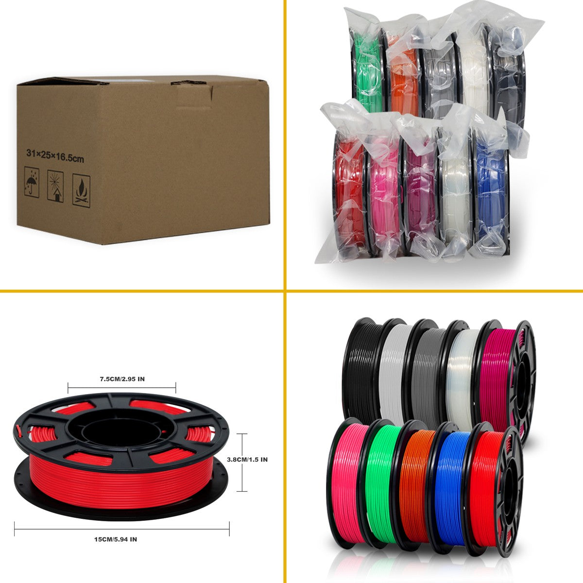 RepRapper Tech PLA Plus vacuum-sealed spools with desiccant