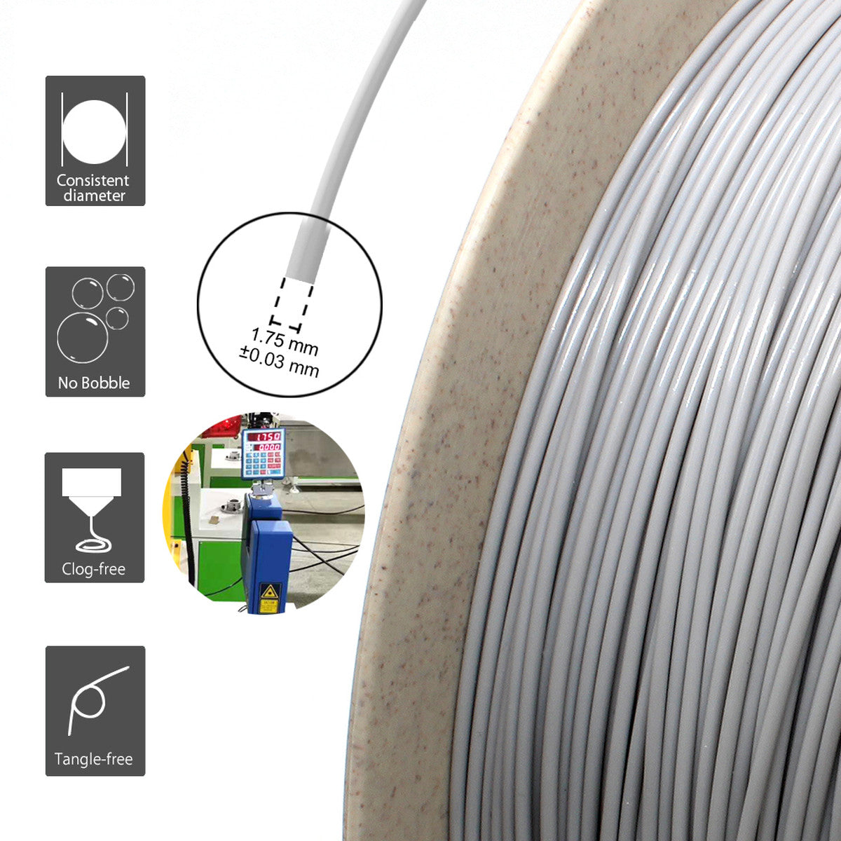 RepRapper Tech ABS 1.75mm diameter tolerance about ±0.03 mm graphic