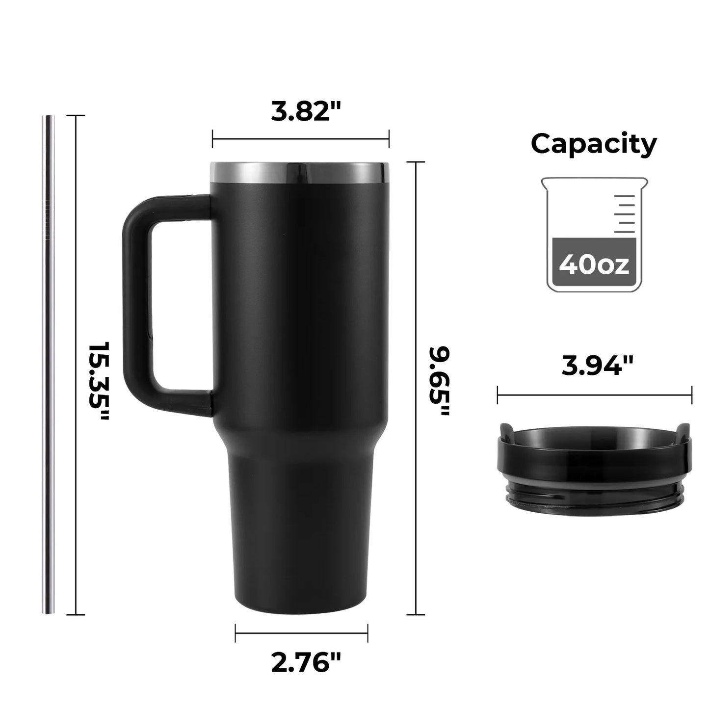 Stainless Steel Tumbler with Handle (40oz)