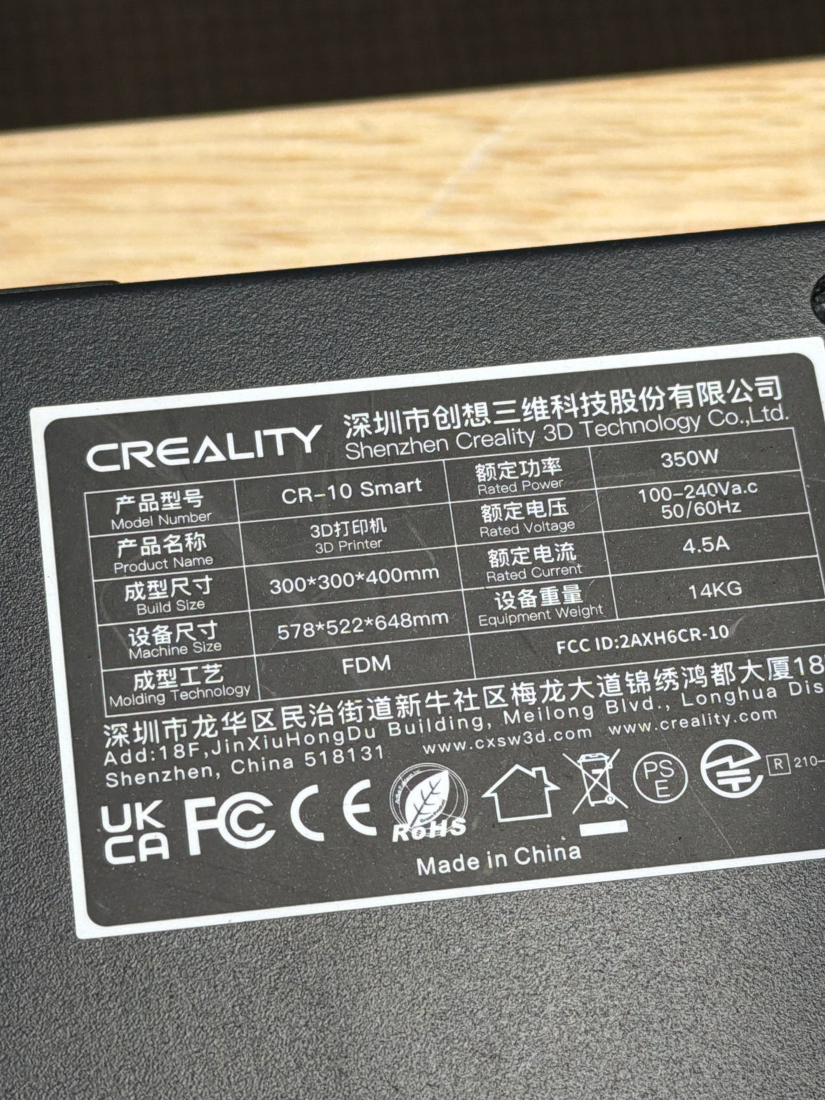 Refurbished Creality CR-10 Smart Pro 3D Printer