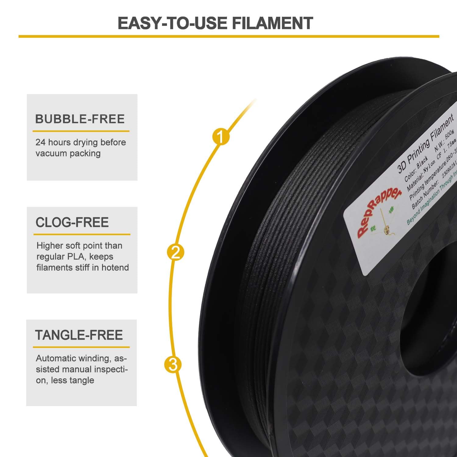 RepRapper Tech Nylon - PA6-CF 500G