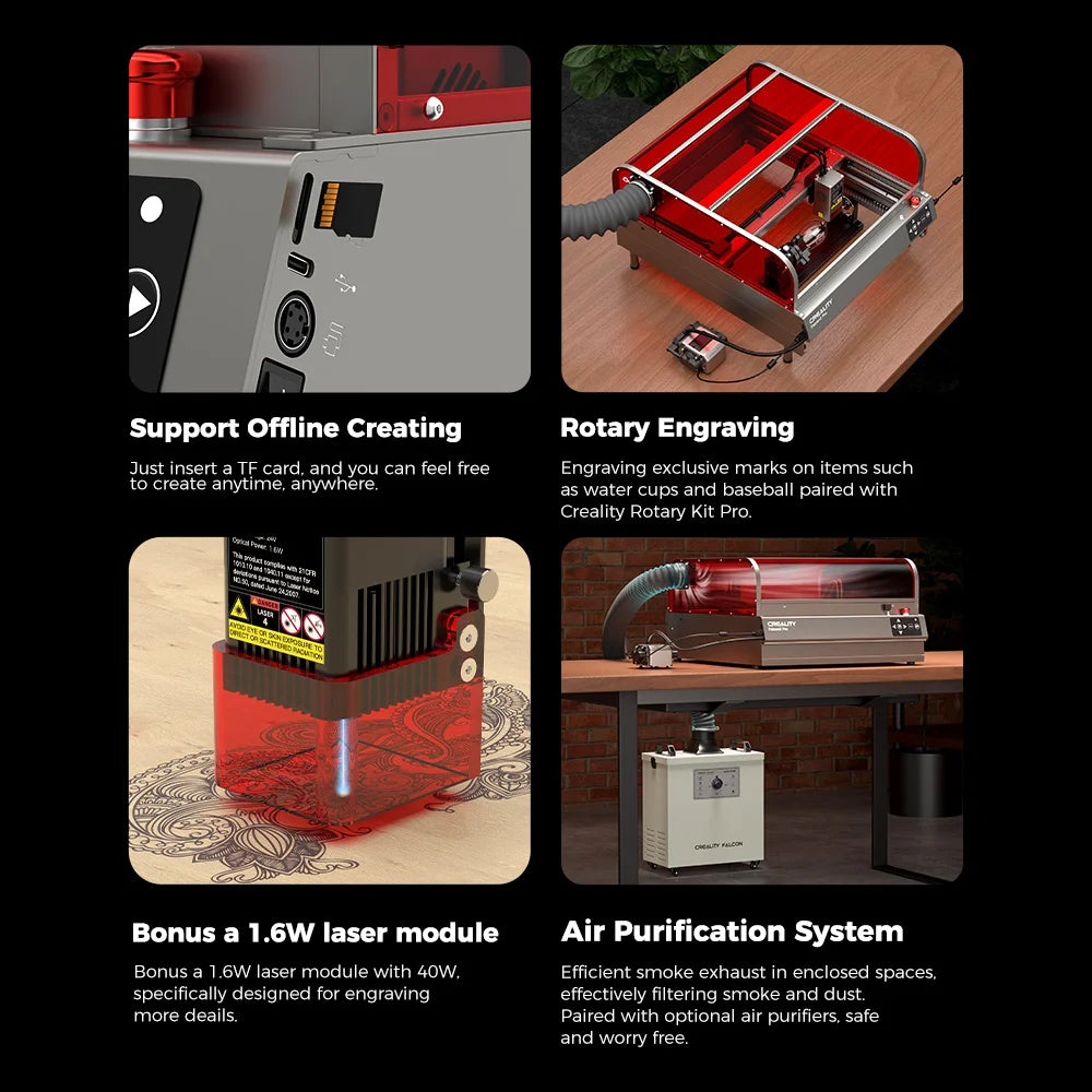 Creality Falcon2 PRO 40W ENCLOSED Laser Engraver & Cutter Combo