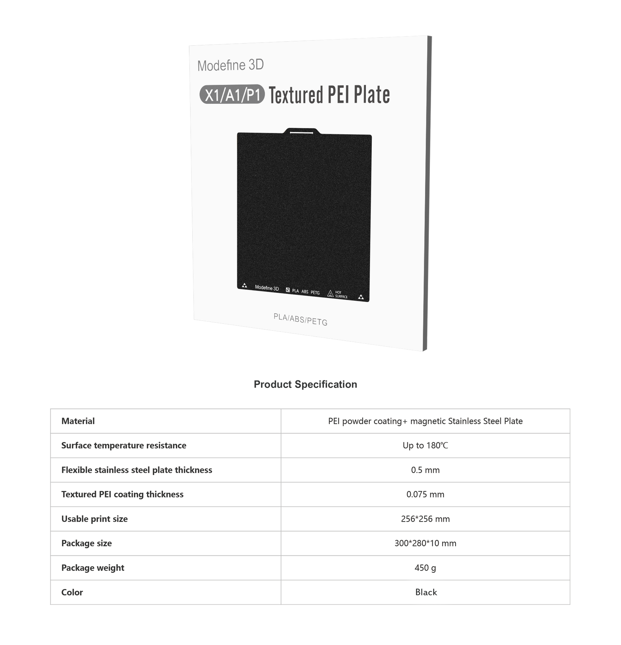Modefine 3D Bambu Textured PEI Plate A1/P1/X1 Series