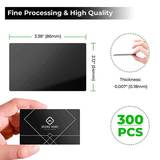 Glossy Black Metal Business Card (300Pcs)