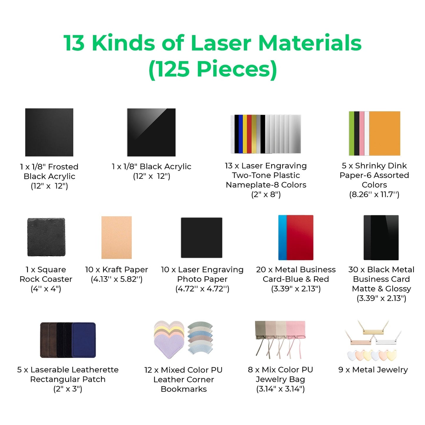 xTool F1/F2 Material Explore Kit (125pcs)
