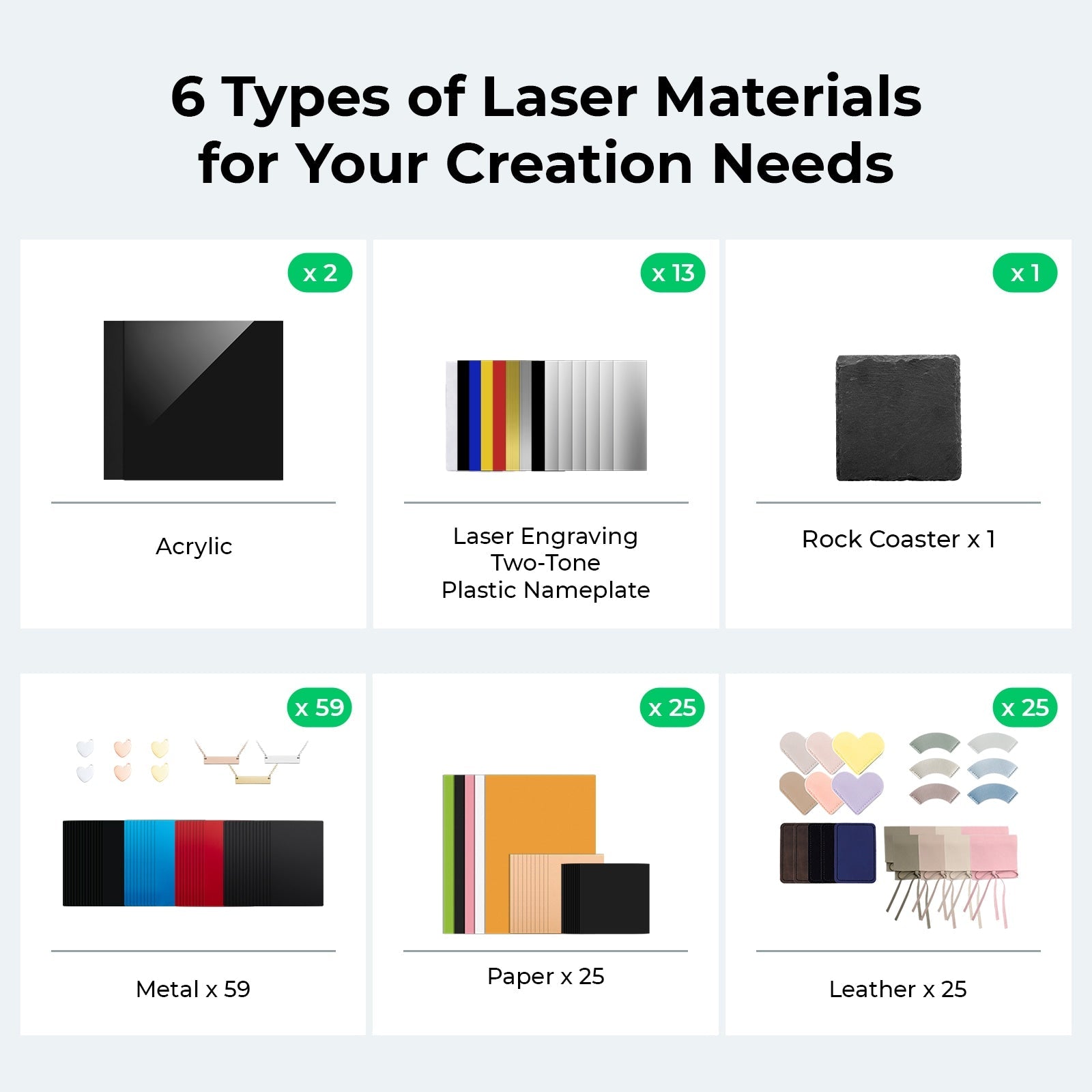xTool F1/F2 Material Explore Kit (125pcs)