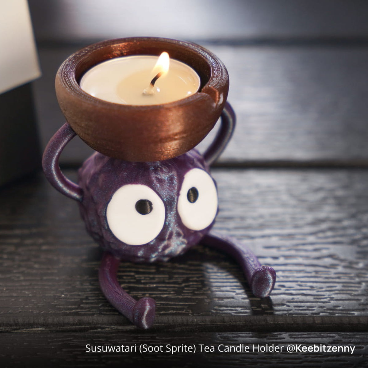 Tea light holder 3D printed in purple and brown Bambu PLA Galaxy