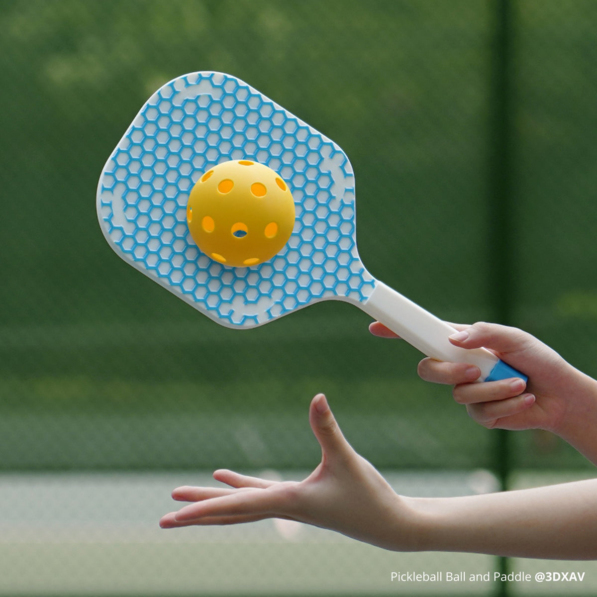 Pickleball paddle and ball 3D printed in Bambu PLA Tough+