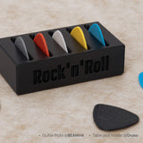 Guitar picks and a pick holder 3D printed in Bambu PLA Tough+ colours