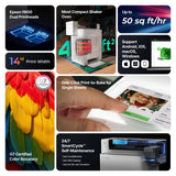 xTool Apparel Printer Plus feature overview: dual heads, 14 inch width, 50 sq ft/hr