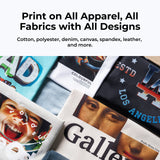DTF prints on shirts and fabrics of every colour