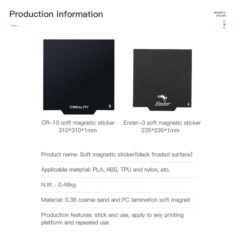 Creality 3D Flexible Removable Magnetic Print Surface for Ender 3/3 pro/5 - 235 x 235mm